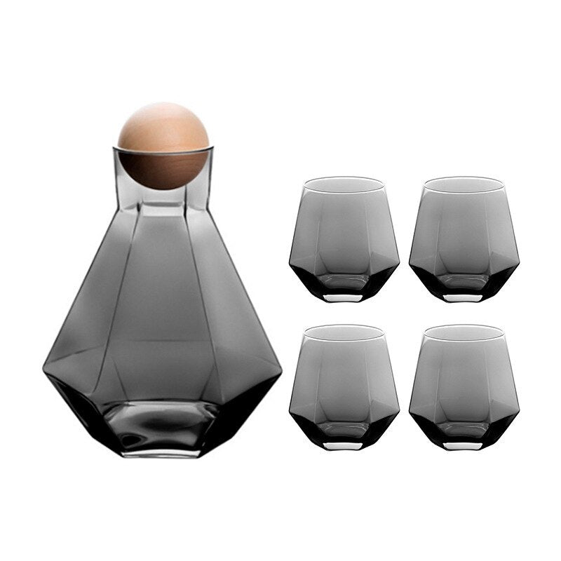 Hexagonal glass Pitcher set - Hestia + Co.