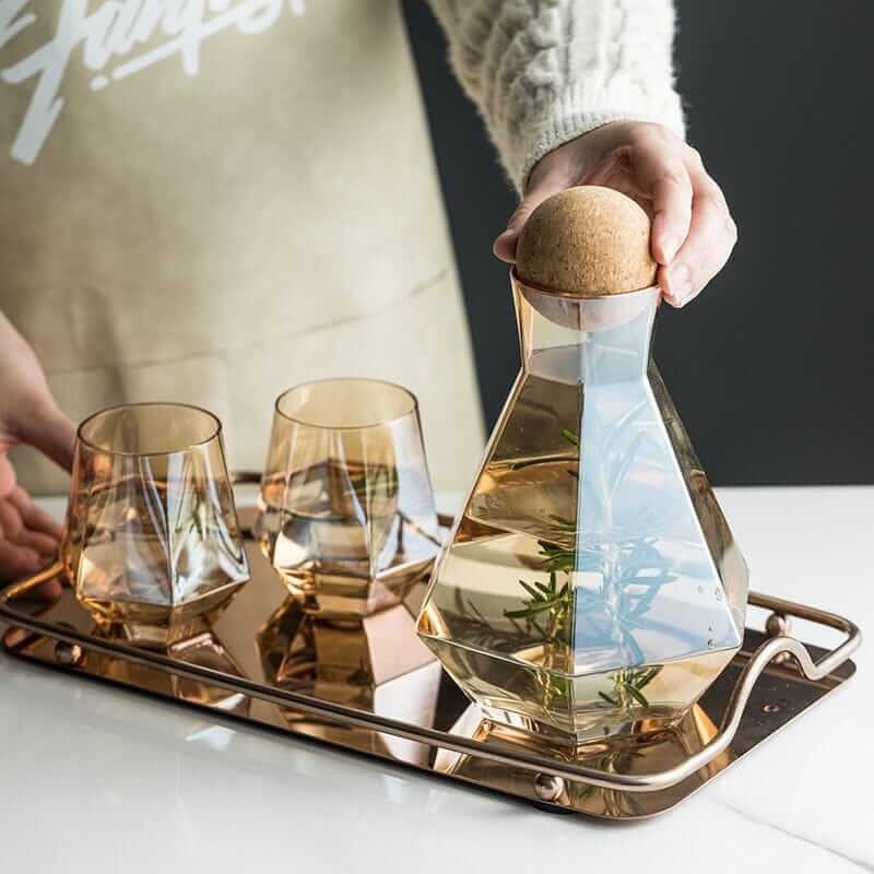 Hexagonal glass Pitcher set - Hestia + Co.