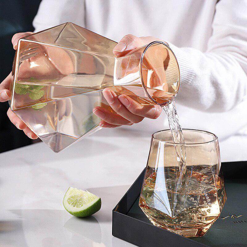 Hexagonal glass Pitcher set - Hestia + Co.