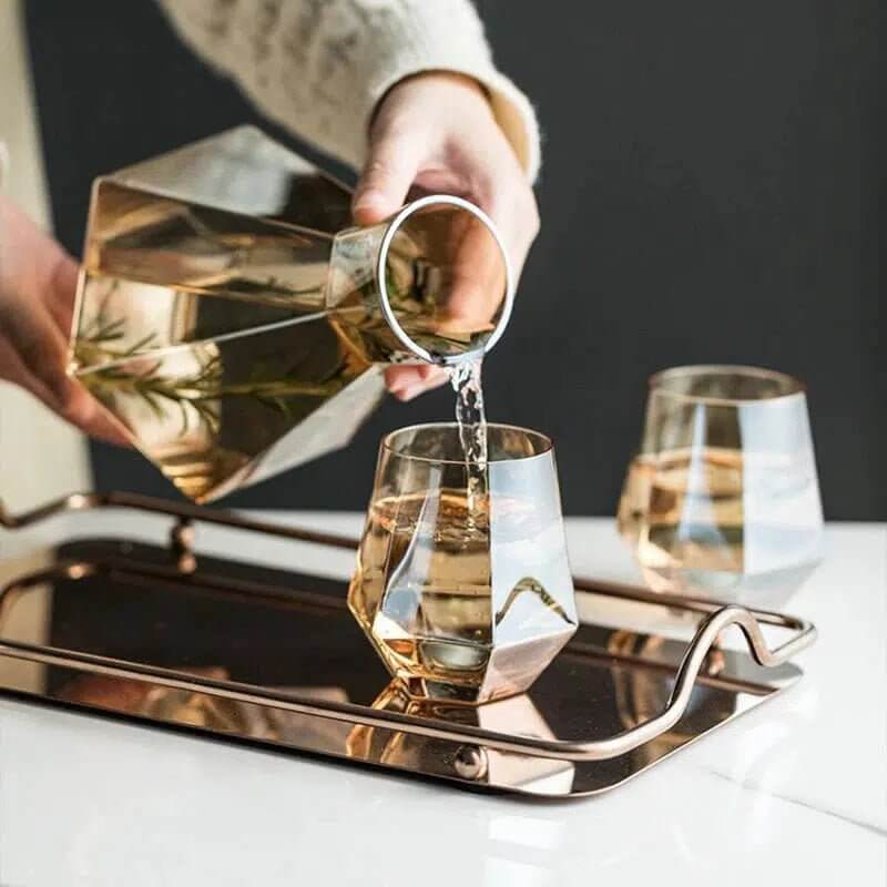 Hexagonal glass Pitcher set - Hestia + Co.