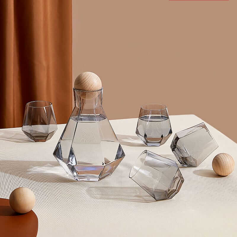 Hexagonal glass Pitcher set - Hestia + Co.