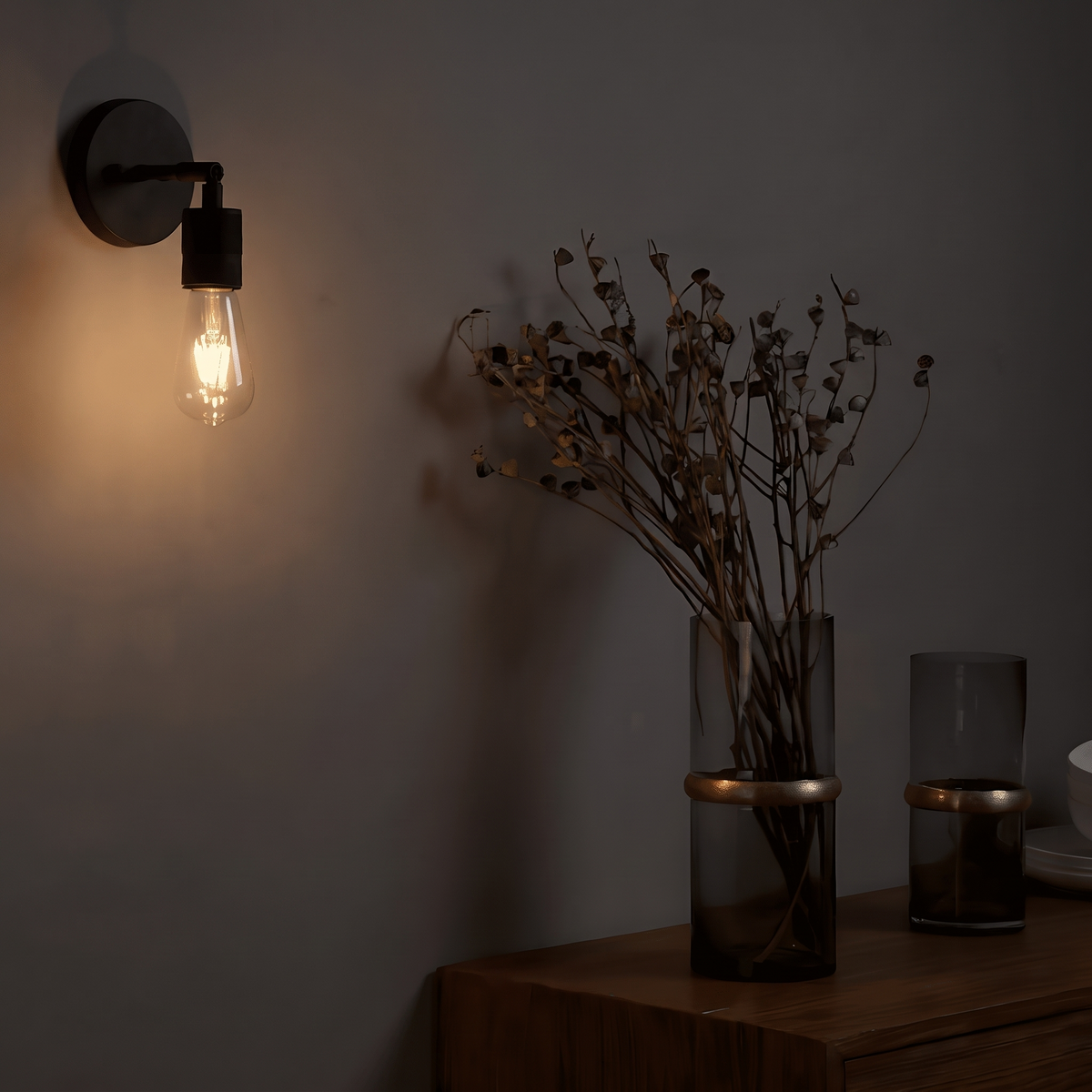 Industrial Wall Light - Hestia + Co. (night-time)