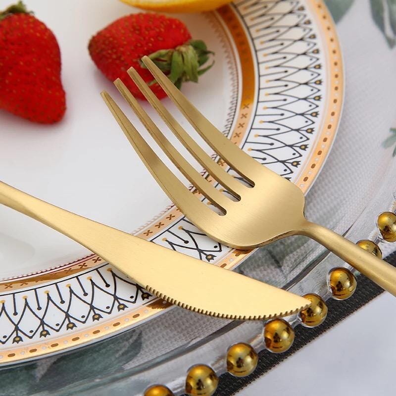 Brushed Gold Cutlery Set - Hestia + Co.