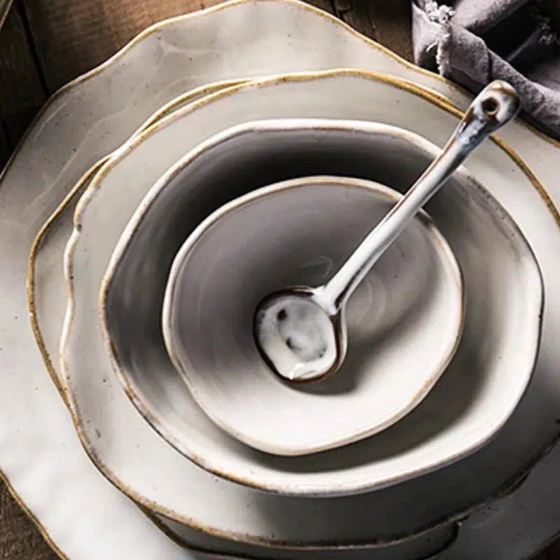 Irregular White Ceramic Plates + Dishes - Hestia + Co.