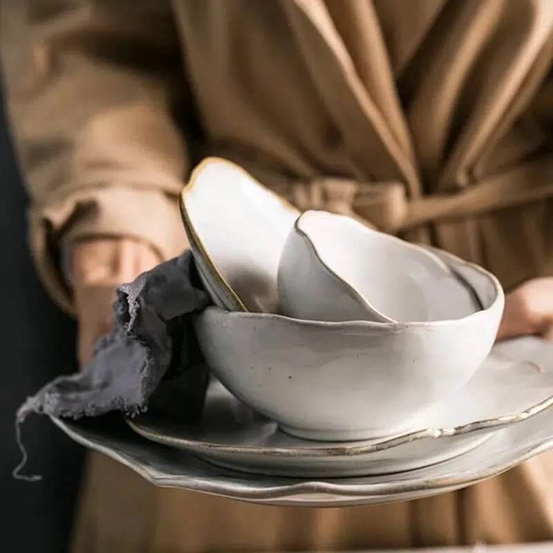 Irregular White Ceramic Plates + Dishes - Hestia + Co.