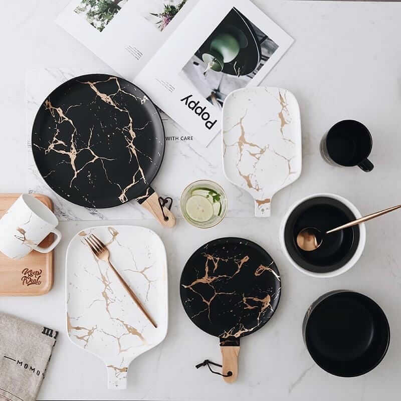 Marble Glaze Ceramic Party Tableware - Hestia + Co.