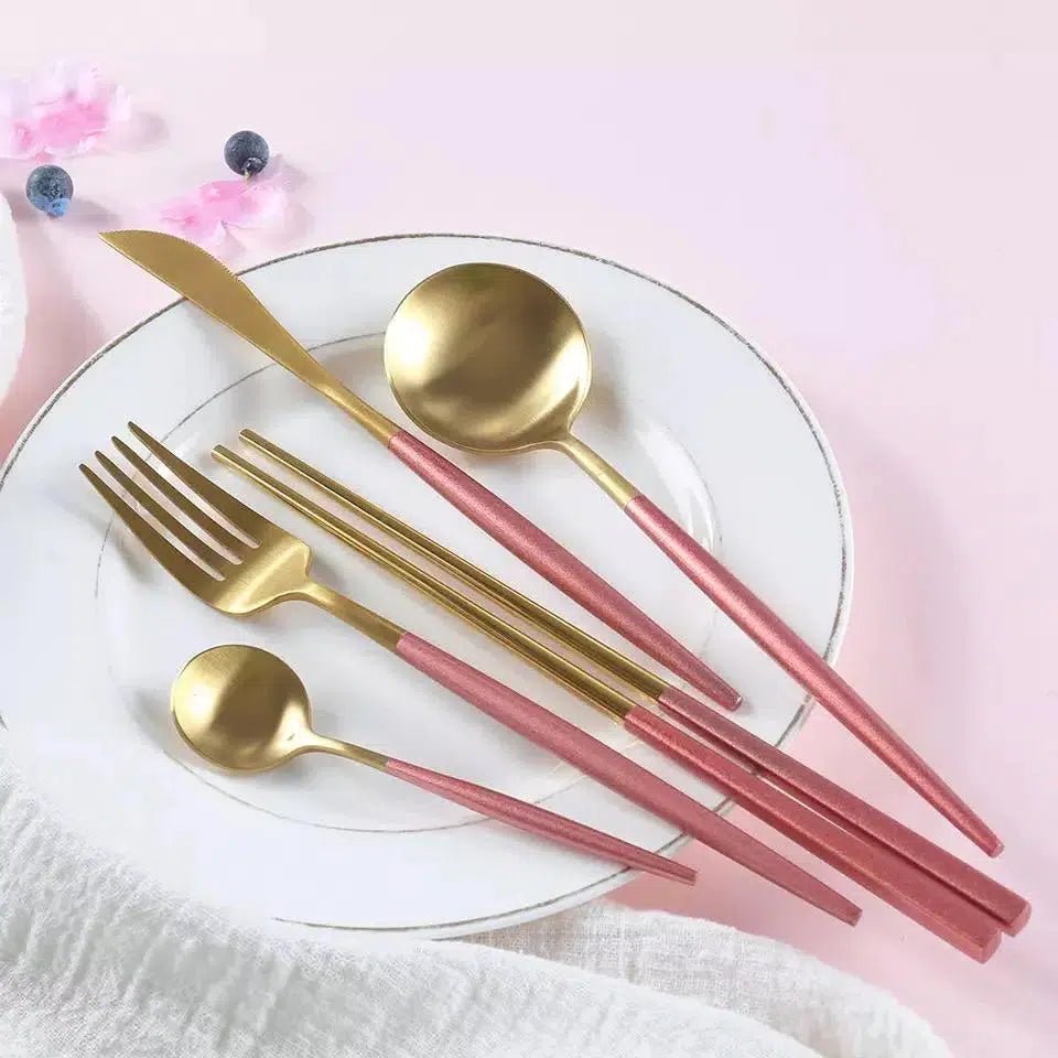 Pink + Gold Cutlery Set - Hestia + Co.
