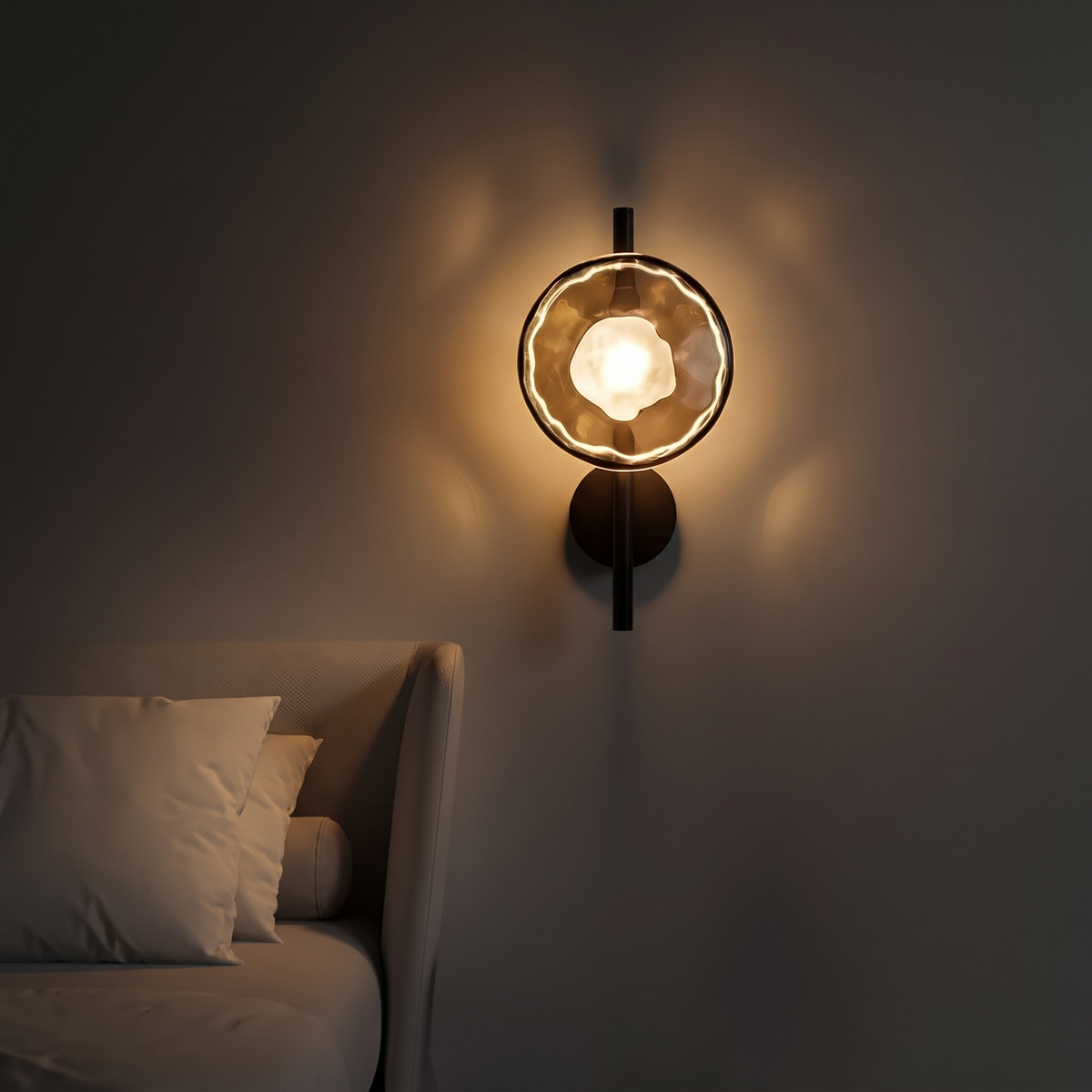 Oyster Wall Light - Hestia + Co. (night-time)