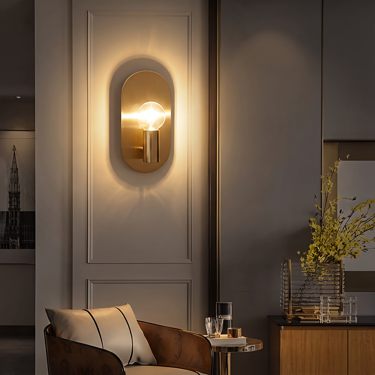 Oval Wall Light - Hestia + Co. (night-time)