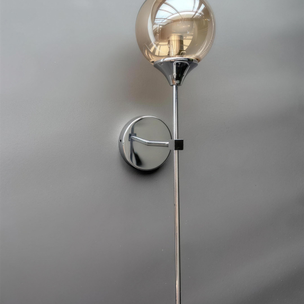Marlow chrome wall light with amber globe - Hestia + Co.