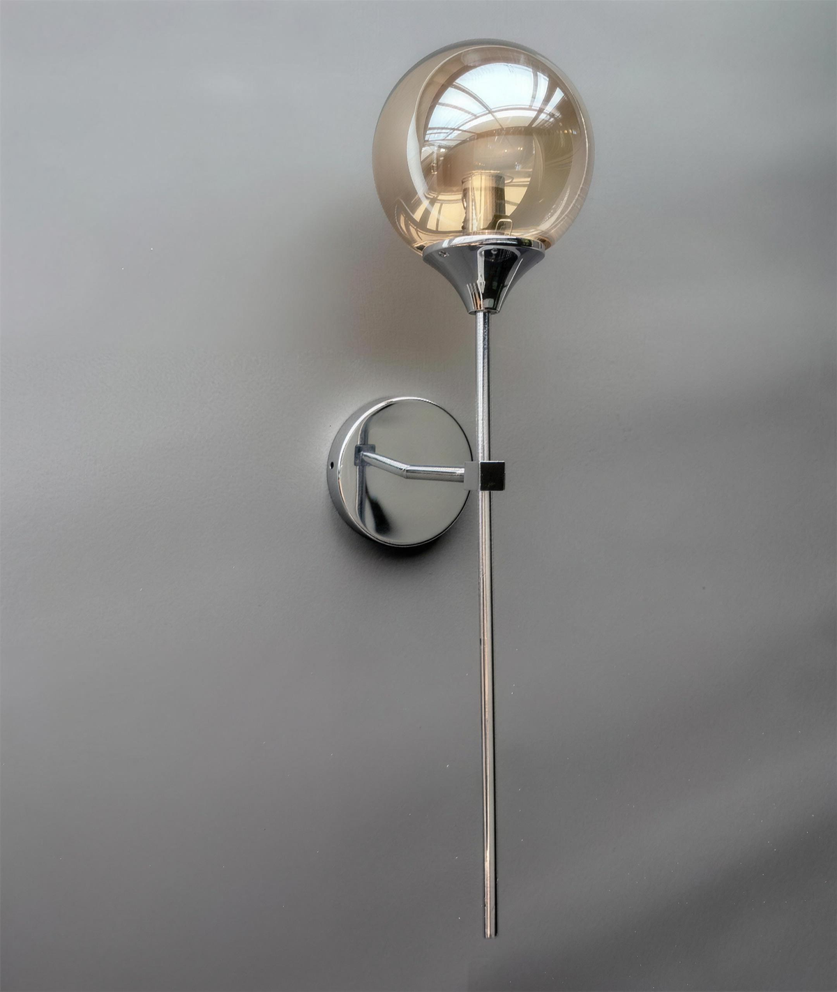 Marlow chrome wall light with amber globe - Hestia + Co.