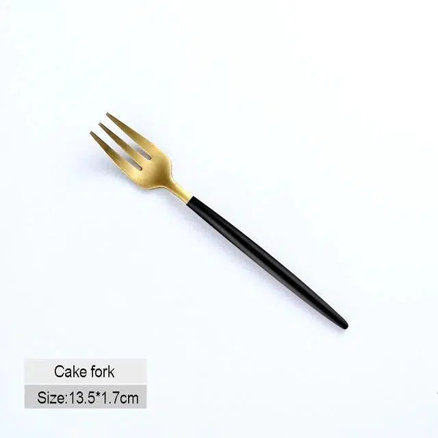 Black + Gold Cutlery Set Hestia + Co. Cake fork 