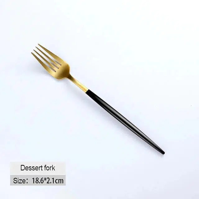 Black + Gold Cutlery Set Hestia + Co. Dessert fork 