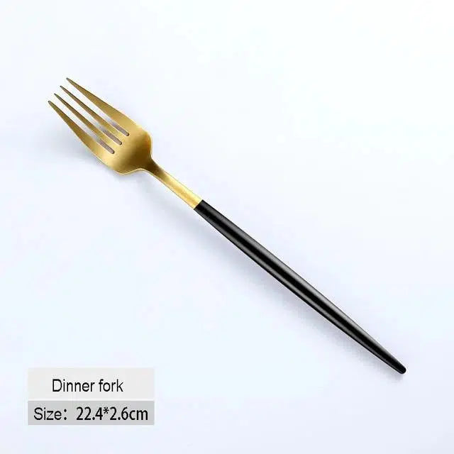 Black + Gold Cutlery Set Hestia + Co. Dinner fork 