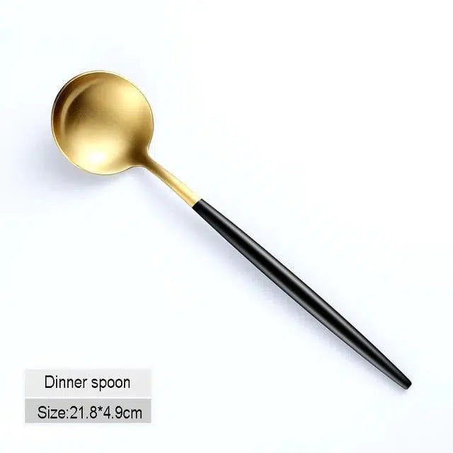 Black + Gold Cutlery Set Hestia + Co. Dinner spoon 