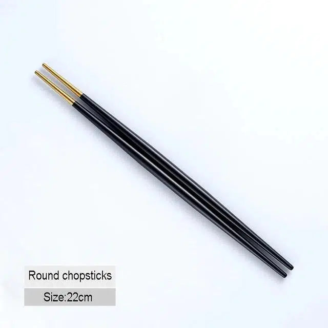 Black + Gold Cutlery Set Hestia + Co. Round chopsticks 