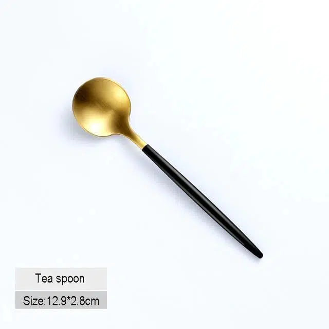 Black + Gold Cutlery Set Hestia + Co. Tea spoon 