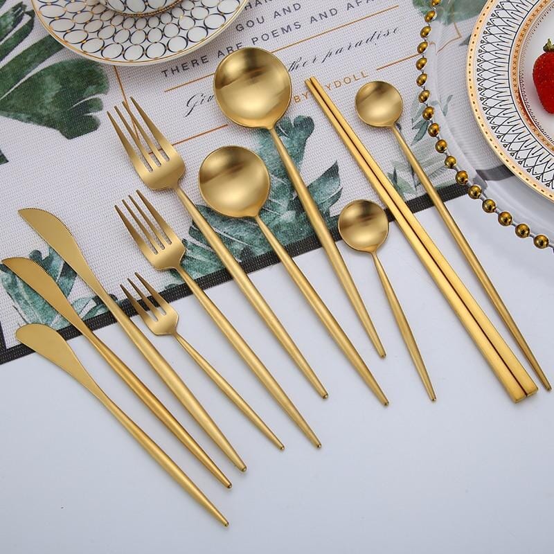 Brushed Gold Cutlery Set Hestia + Co. 