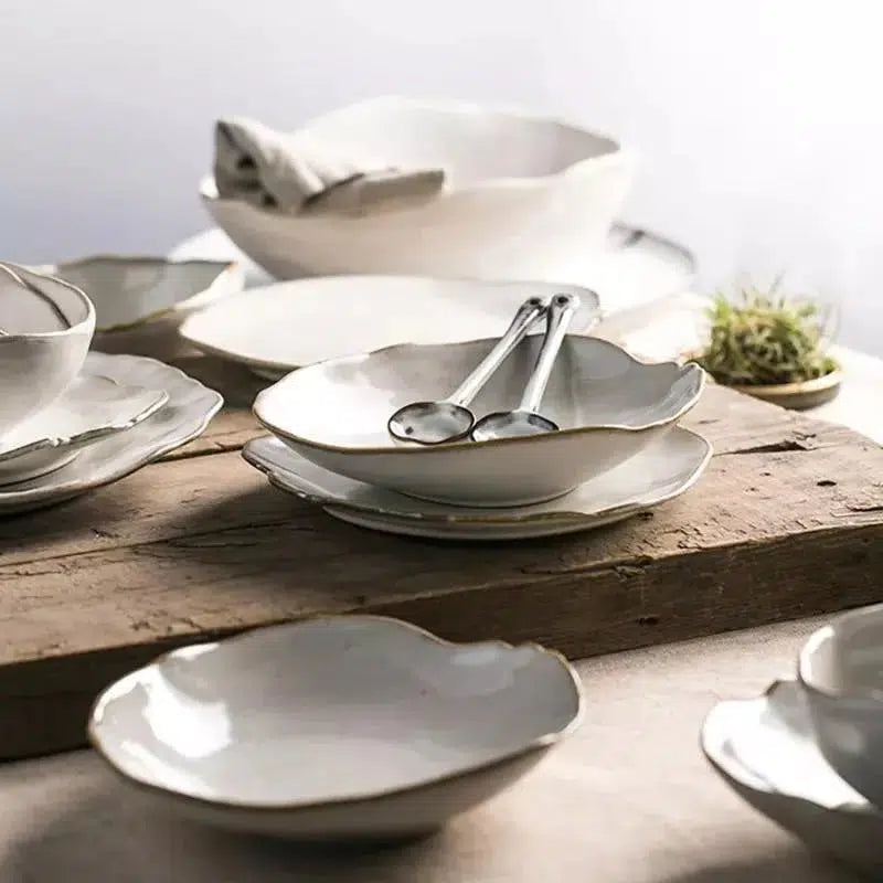 Irregular White Ceramic Plates + Dishes Hestia + Co. 
