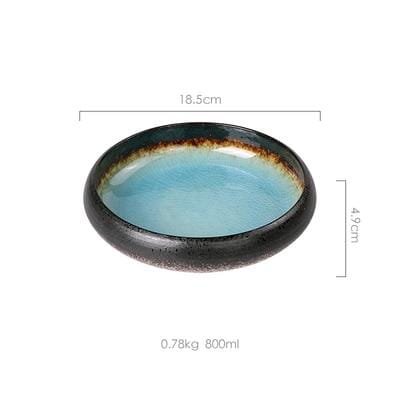 Japanese Glaze Ceramic Plates Hestia + Co. Blue M 