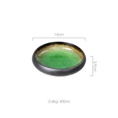 Japanese Glaze Ceramic Plates Hestia + Co. Green S 