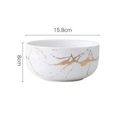 Marble Glaze Ceramic Party Tableware Hestia + Co. 1000ml White Bowl 