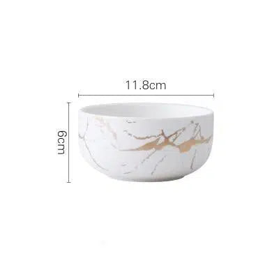 Marble Glaze Ceramic Party Tableware Hestia + Co. 400ml White Bowl 