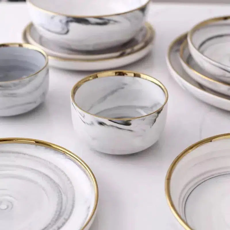 Marble Pattern Porcelain Plate Set Hestia + Co. 