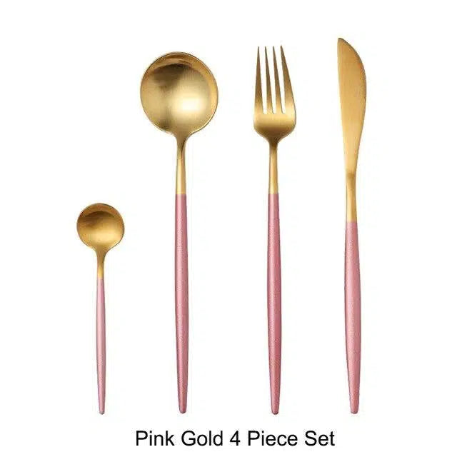 Pink + Gold Cutlery Set Hestia + Co. 4 piece set 