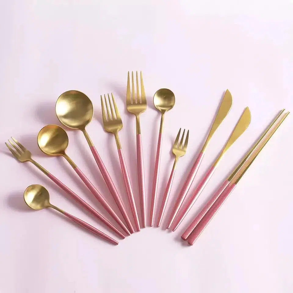 Pink + Gold Cutlery Set Hestia + Co. 