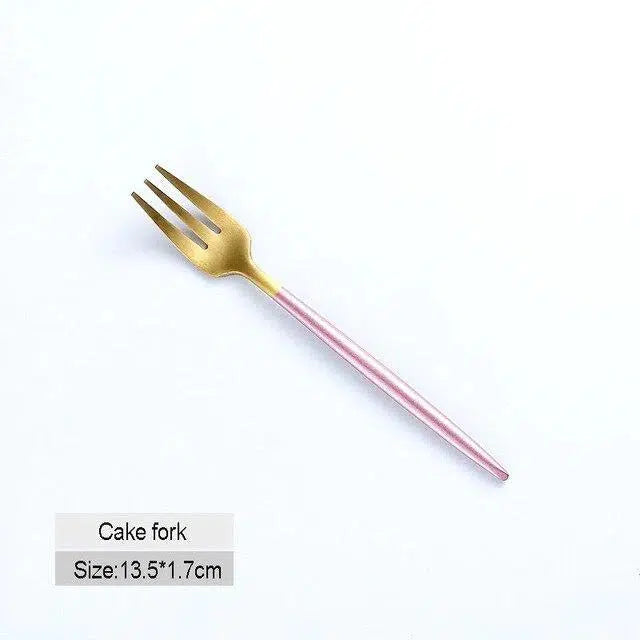 Pink + Gold Cutlery Set Hestia + Co. Cake fork 