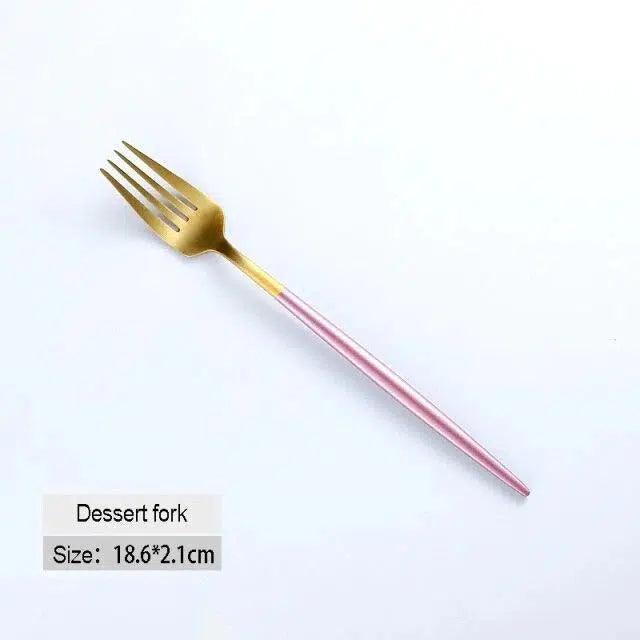 Pink + Gold Cutlery Set Hestia + Co. Dessert fork 