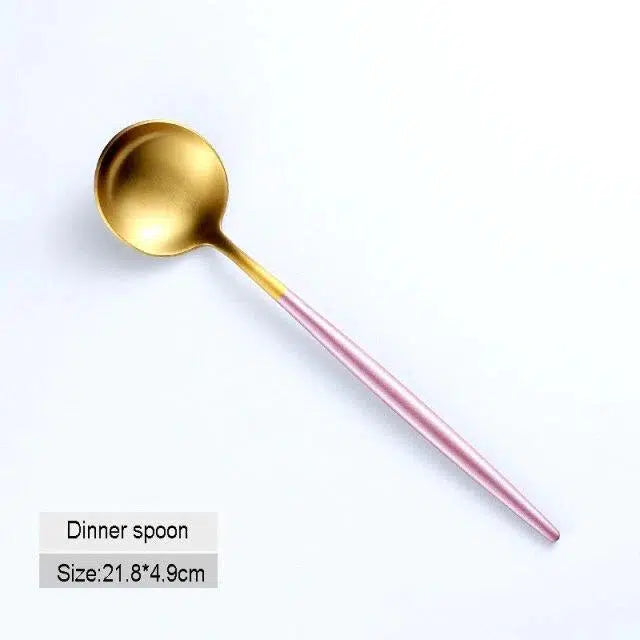 Pink + Gold Cutlery Set Hestia + Co. Dinner spoon 