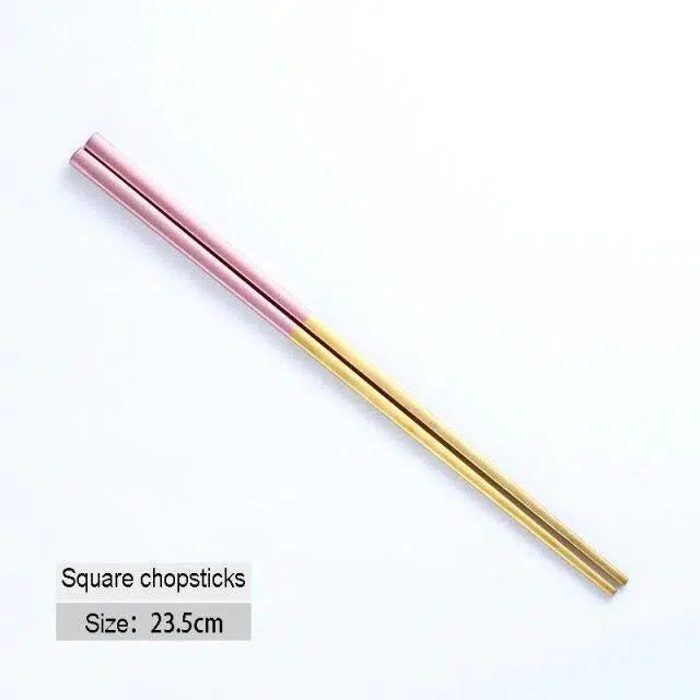 Pink + Gold Cutlery Set Hestia + Co. Square chopsticks 