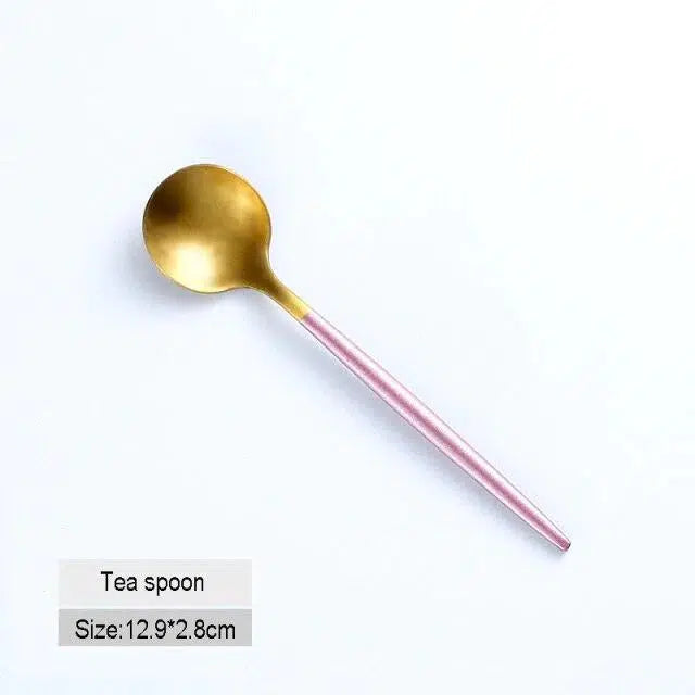 Pink + Gold Cutlery Set Hestia + Co. Tea spoon 
