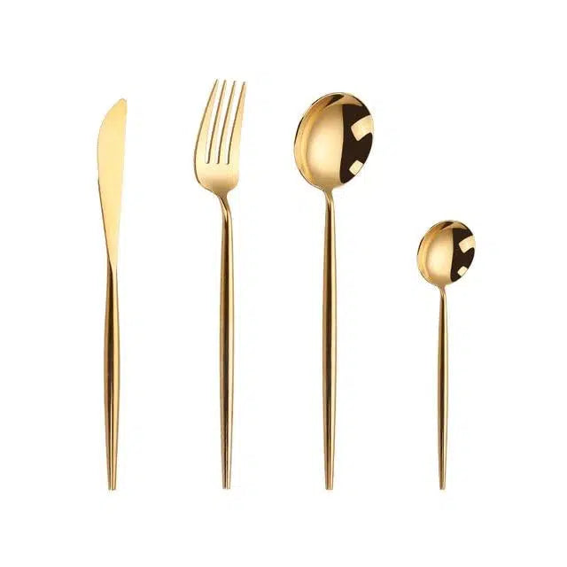 Polished Gold Cutlery Set Hestia + Co. 4 piece set 